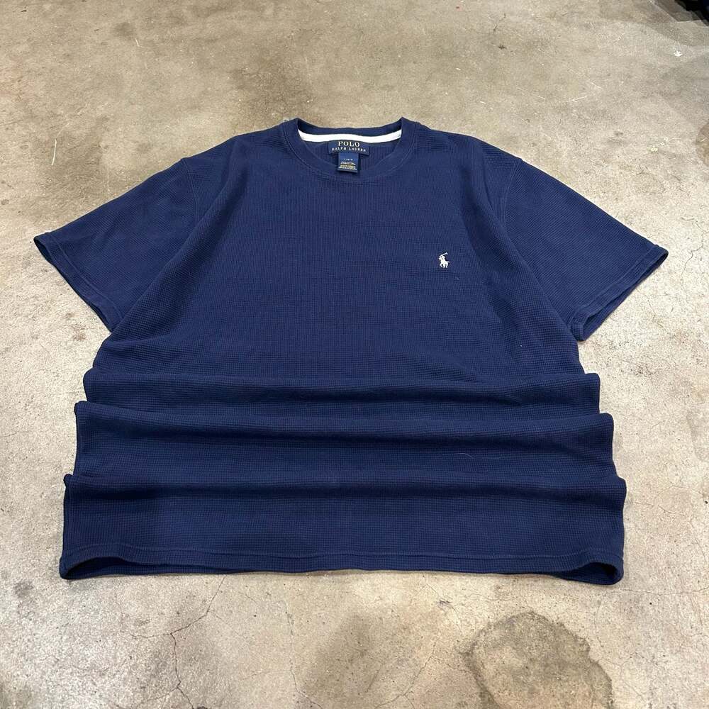 Polo Ralph Lauren Navy Blue Waffle Knit Thermal Crewneck Short-Sleeve T-Shirt